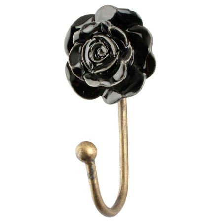 Black Rose Ceramic Wall Hook